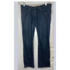 Woman JOE’S JEANS dark Blue Denim Raw Edge Fray Hem Straight Leg Jeans Sz 28 Usa